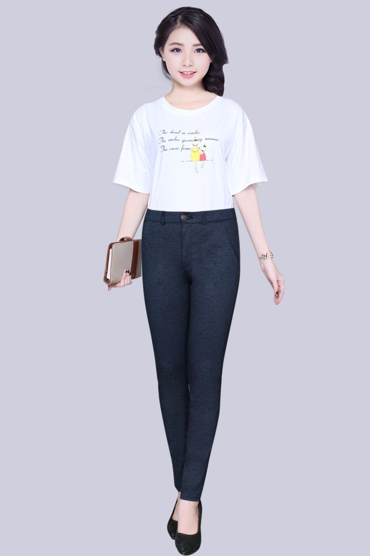 Quần dài nữ thun in dây kéo lưng chum co giản thời trang công sở Qt 07