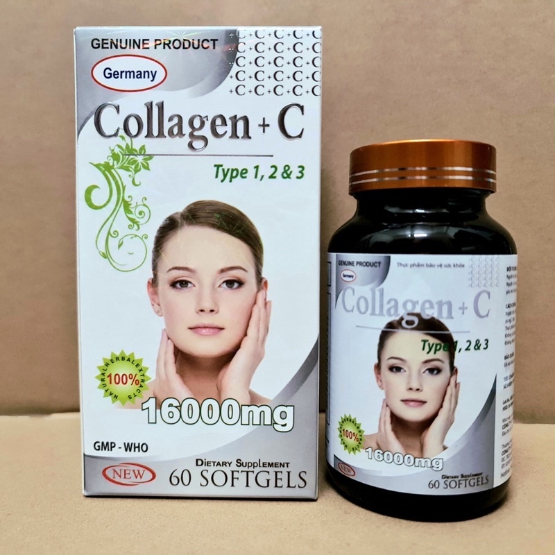 Collagen+C 16000mg đẹp da, chống lão hóa, mờ thâm, trắng da, Hộp 60 viên cao cấp