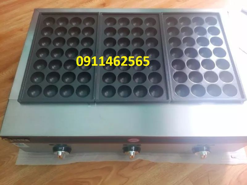Máy làm bánh takoyaki,máy làm bánh bạch tuộc  3 khuôn dùng gas cao cấp-Bảo hành 1 năm