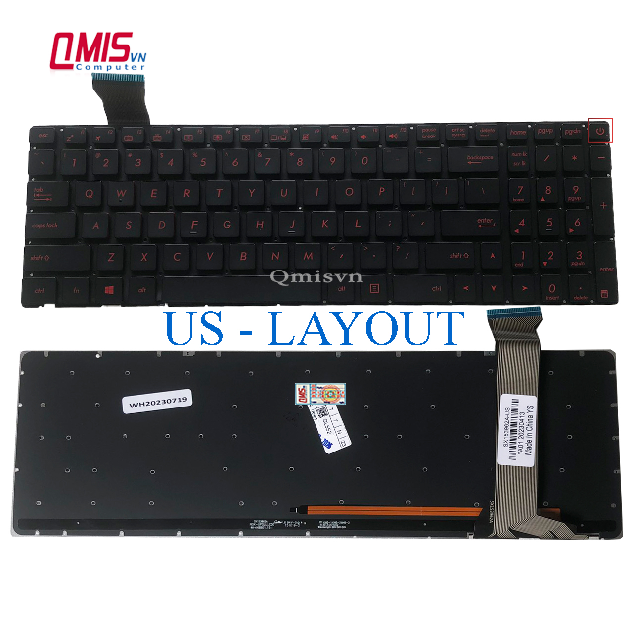 Bàn phím laptop Asus Rog G551 N551 GL552 GL552J GL552V – GL552 - Đèn