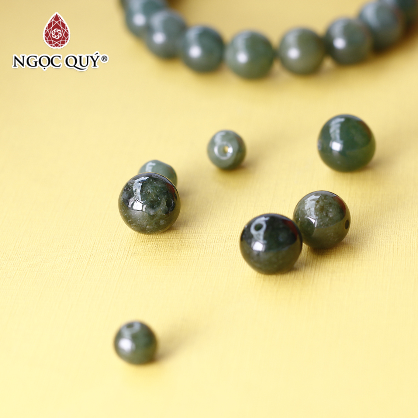 Combo 5 hạt lẻ đá Cẩm Thạch Dầu mệnh hỏa mộc - Ngọc Quý Gemstones