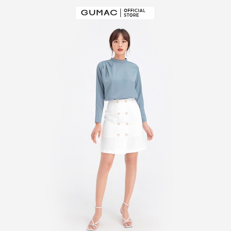 Nơi bán Chân váy nữ phối nút GUMAC VB632