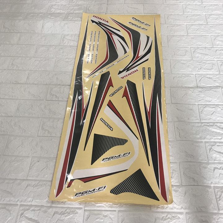 Bộ tem bản to 3 lớp Màu Đen trắng dán xe Airblade đời 2011-2012 , đồ phụ tùng xe máy