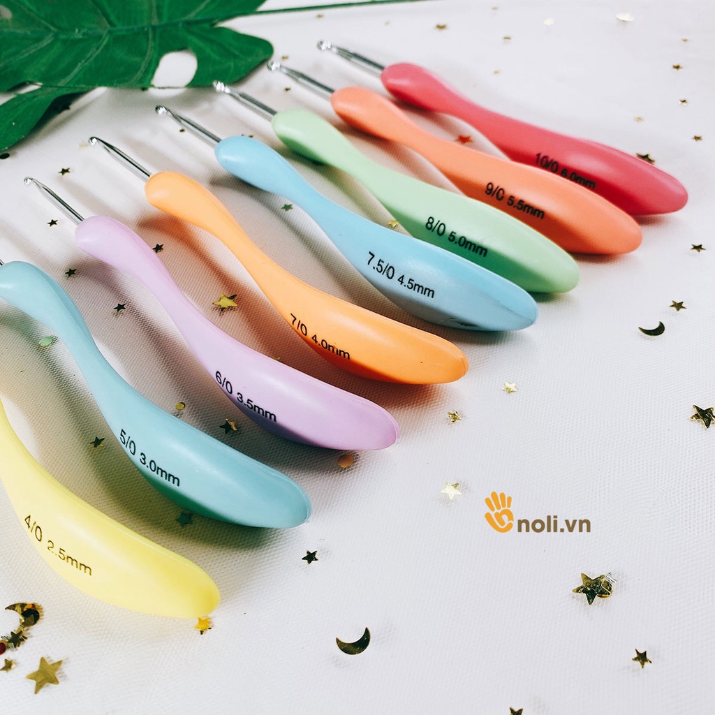 Bộ kim móc cán cong 8 cây - Móc len