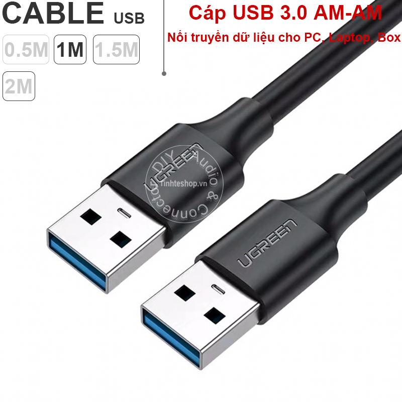 Cáp USB 3.0 đực Ugreen US128 0.5M đến 2M - Dây USB 3.0 AM-AM