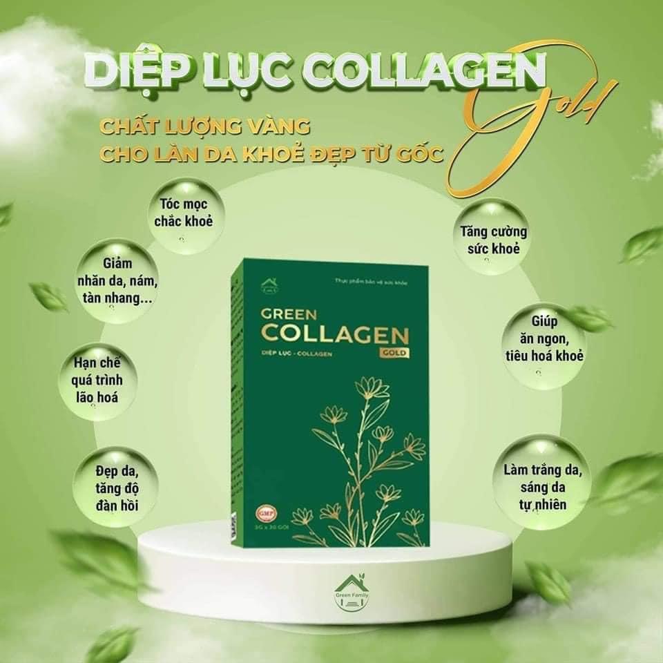 Diệp Lục Collagen & Collagen Gold (Hộp 30 Gói Chính Hãng - Đầy Đủ Tem Mã Đại Lý + Nguyên Seal)
