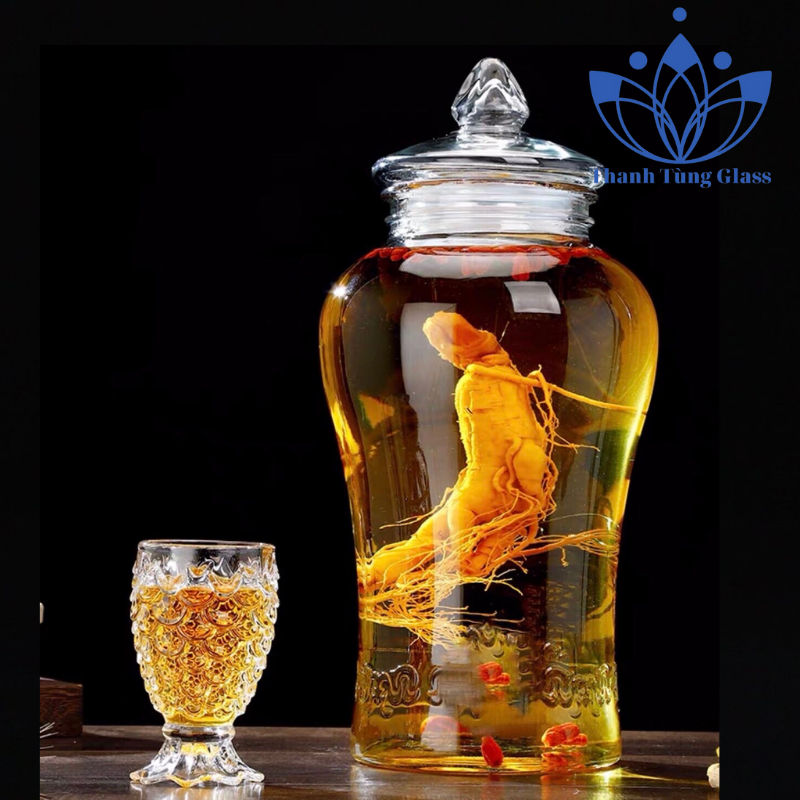 BÌNH NGÂM RƯƠU THUỶ TINH SÂM CHÂN MÂY 6 LÍT KHÔNG VAN