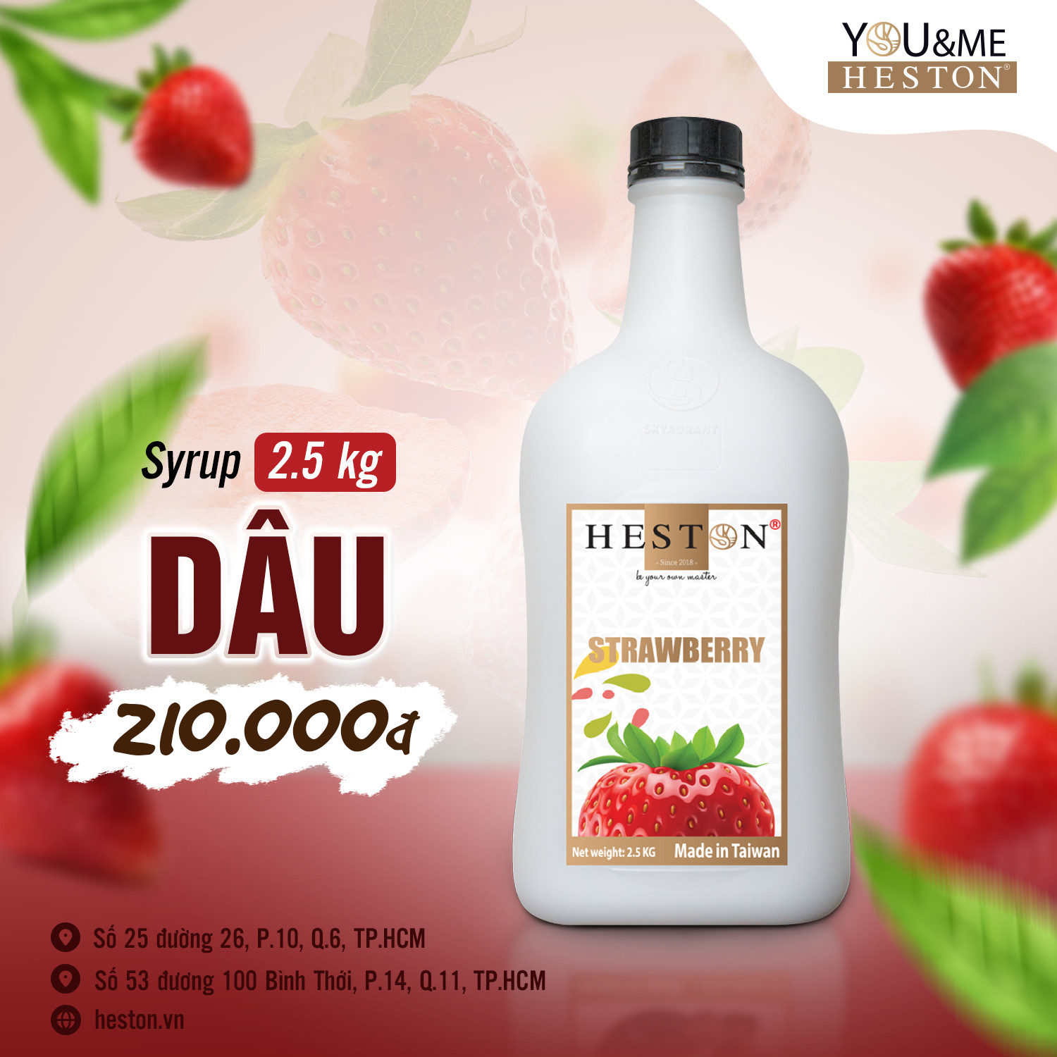 Syrup dâu hiệu Heston chai 1.2kg