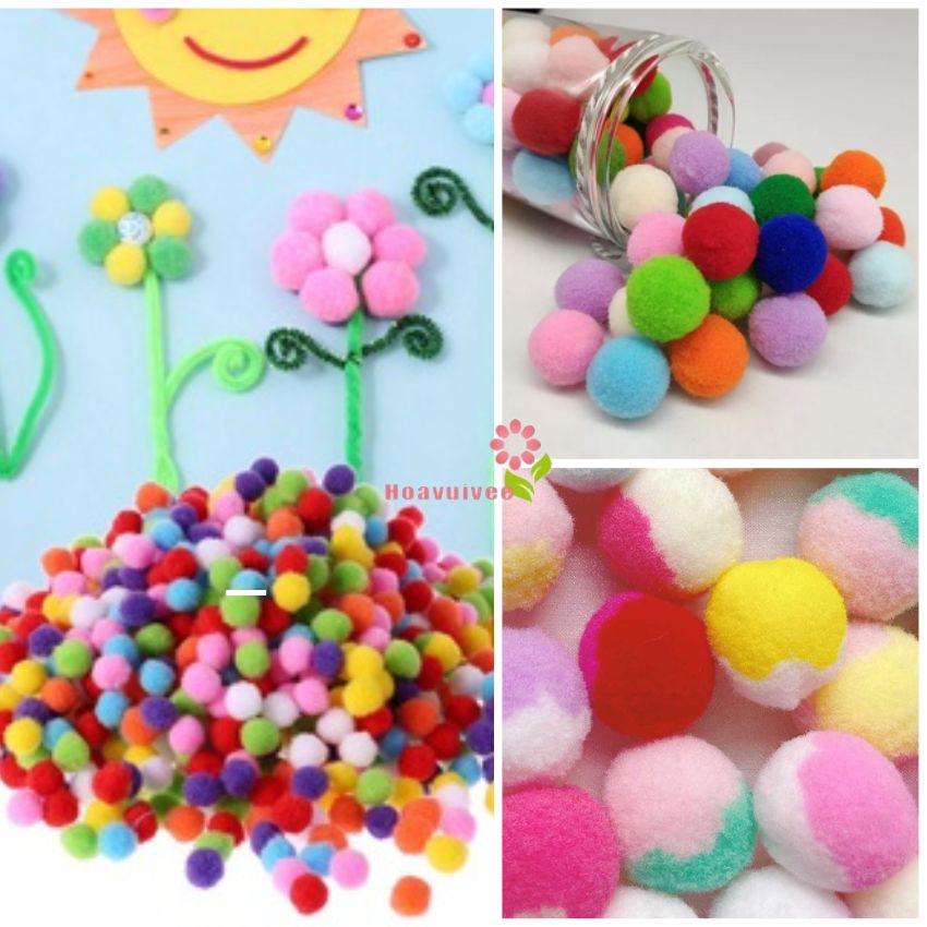 Pompom hạt bông màu-  pompom thiết bị mầm non - Hoavuivee
