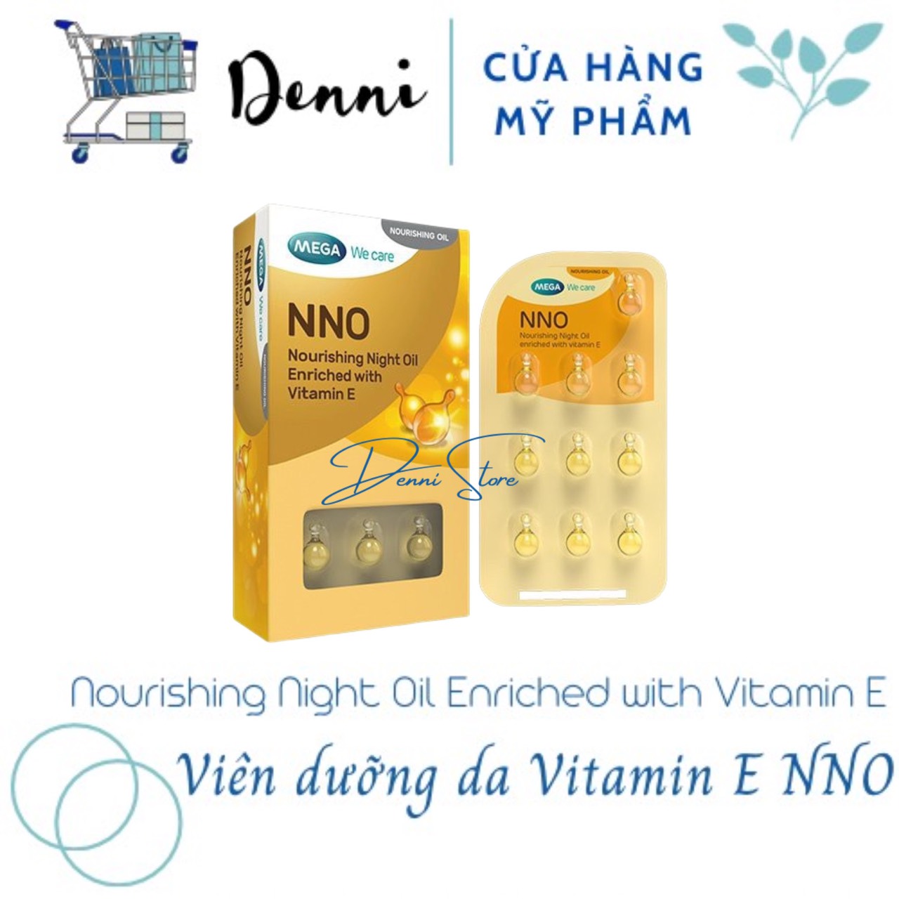 Combo 3 viên NNO dưỡng da, Vitamin E Mega We Care NNO Nourishing Night Oil