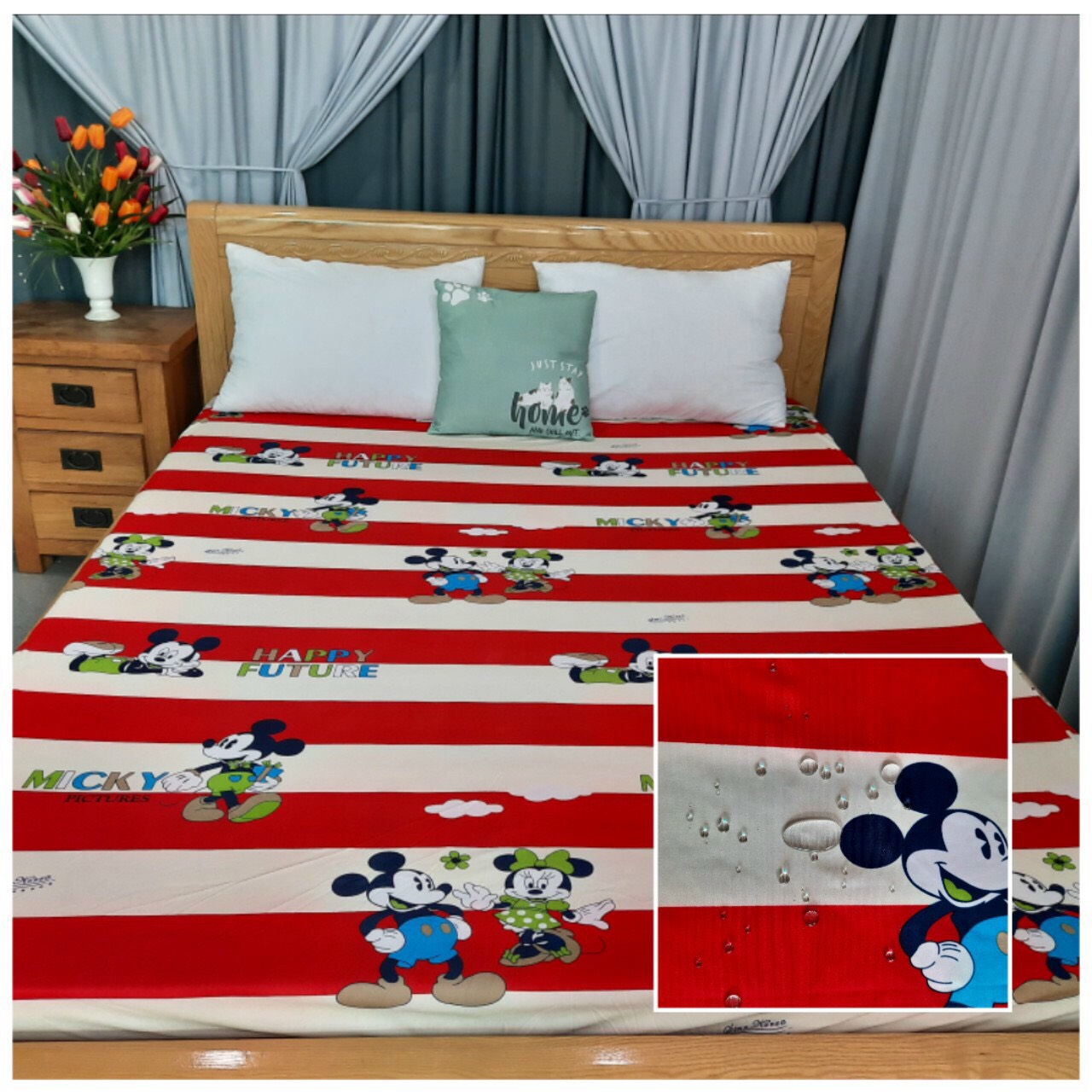 Drap chống thấm cao cấp 1m2x2m, (nệm cao dưới 15cm)