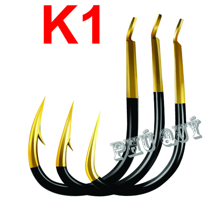 Hộp 50 Lưỡi Câu Thép Vàng - Đen ( Mã K )