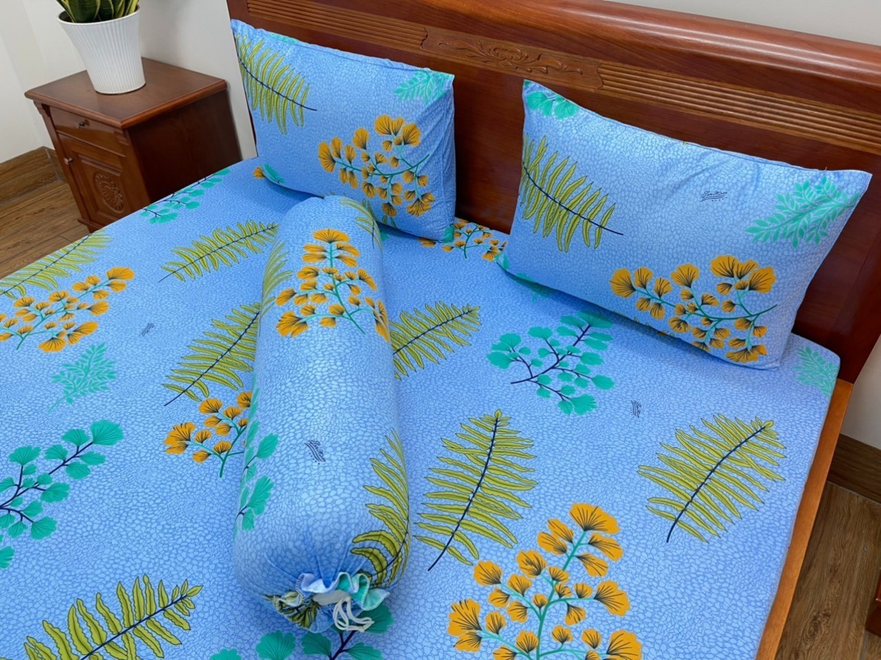 Bộ Ga thun lạnh Hàn Quốc 4 món size nệm 5-20cm