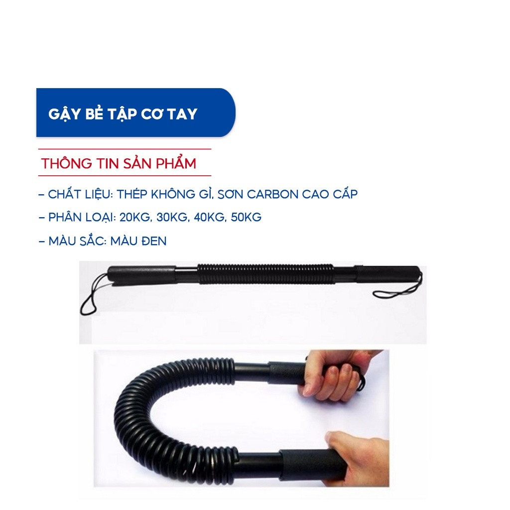 Gậy Bẻ Tập Cơ Tay Gậy Lò Xo Lực 20kg,30Kg,40kg,50kg,60kg