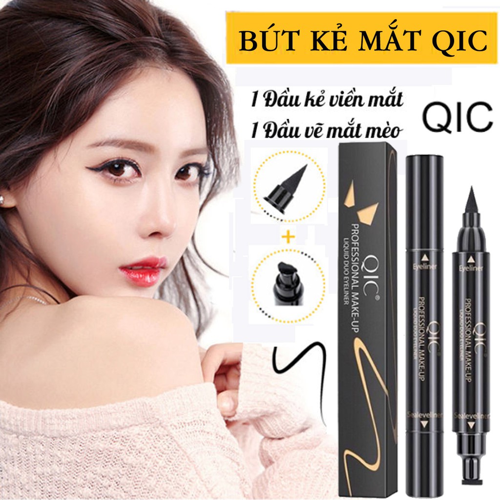 KẺ MẮT NƯỚC SIÊU LỲ + IN ĐUÔI MẮT 2 đầu QIC