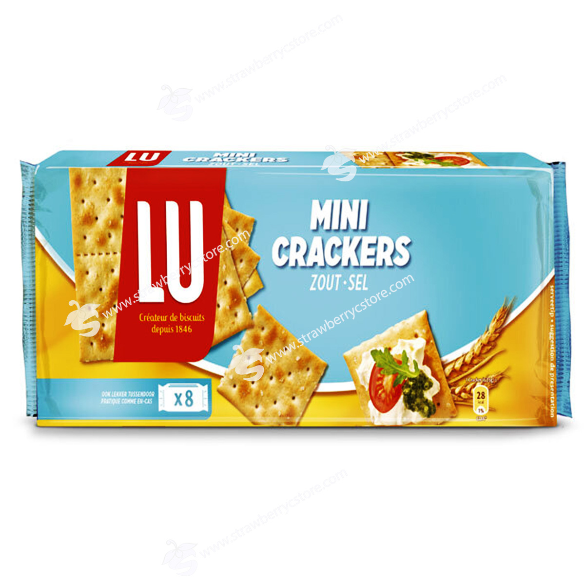 Bánh cracker giòn vị mặn lu mini crackers zout-sel, gói 250g