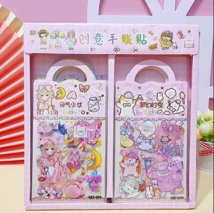 Sét 3 tờ sticker trong túi quai xách dễ thương
