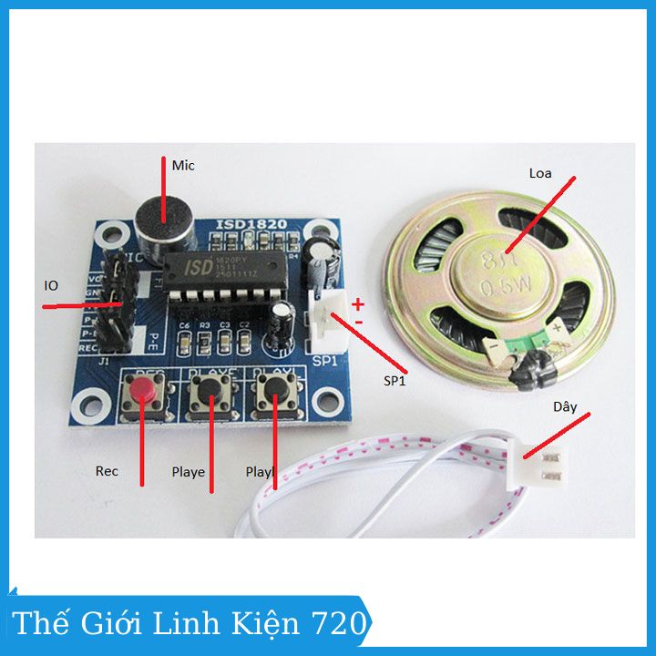 Module ghi âm ISD1820 V2 3-5V thu phát âm thanh