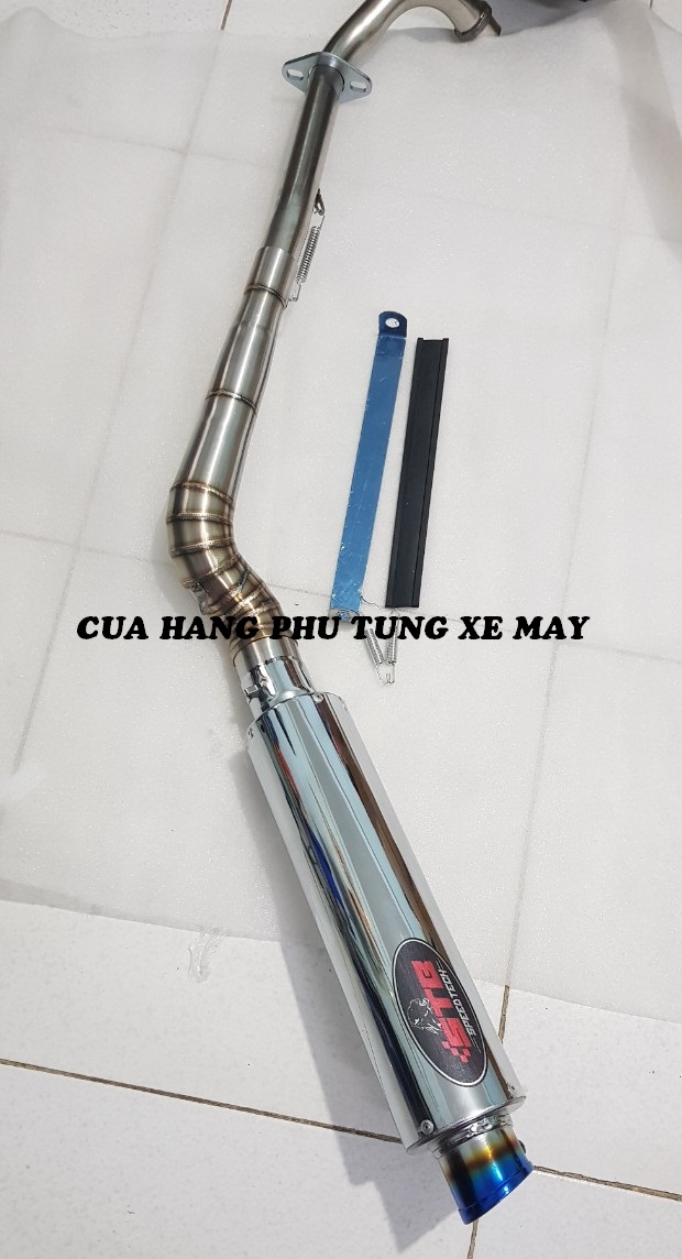 Pô Stb F1 gắn xe Dream, Wave, Sirius, Cub ( kèm cổ 2 khúc inox 304 xịn + pát treo + lò xo )