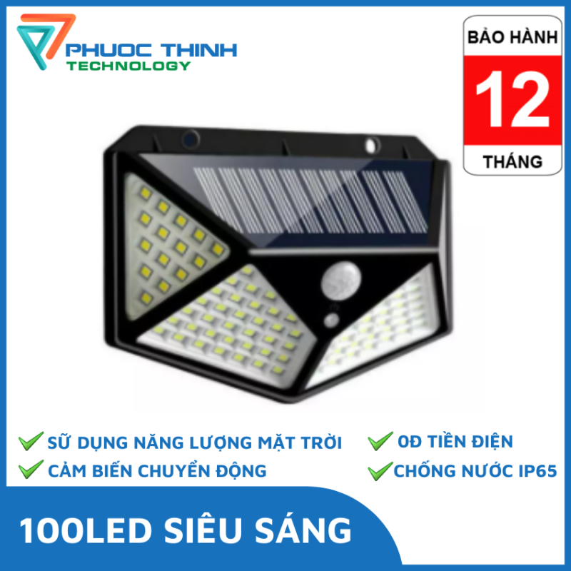 ĐÈN TREO TƯỜNG CẢM ỨNG NĂNG LƯỢNG MẶT TRỜI 100LED SIÊU SÁNG
