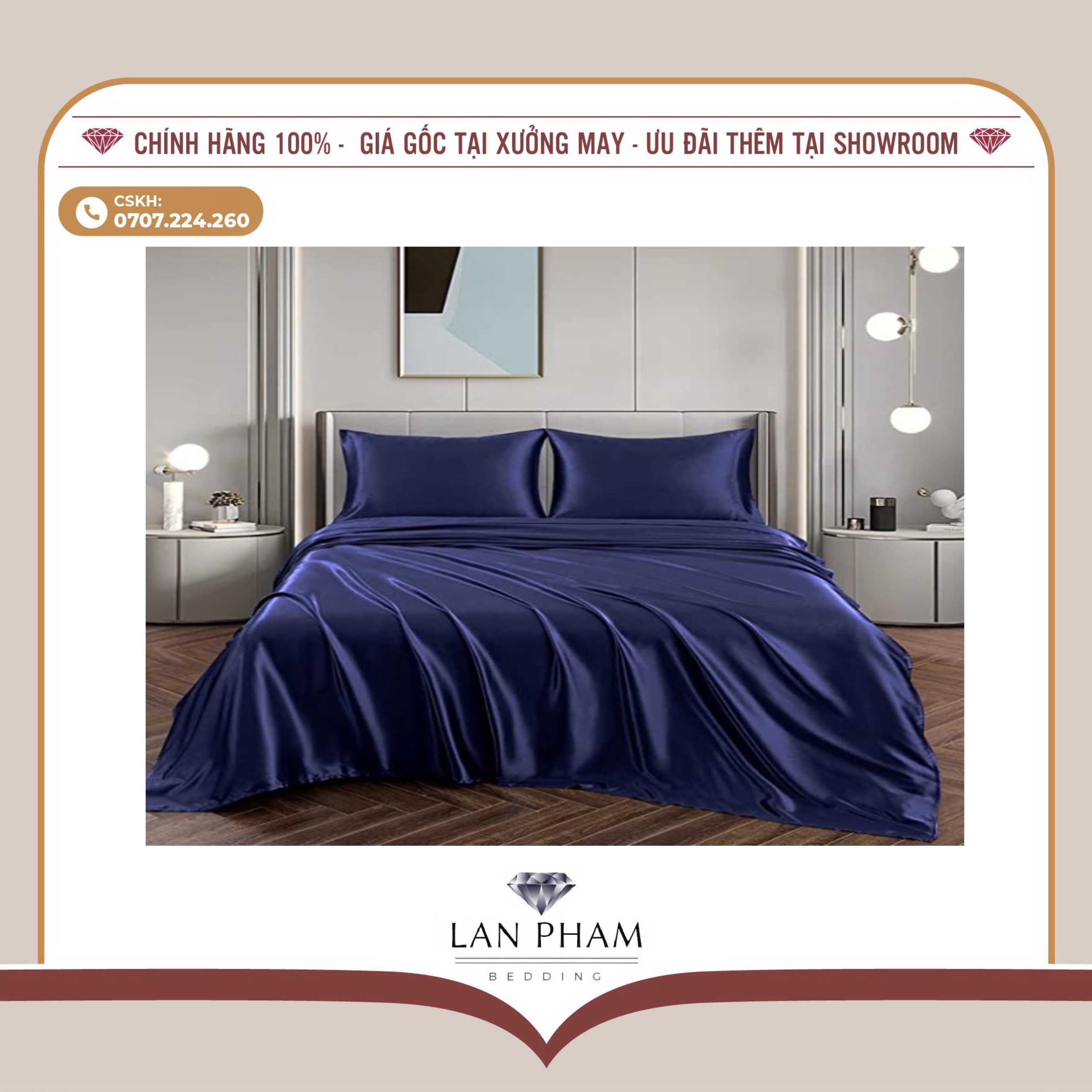 GA - DRAP GIƯỜNG LẺ PHI LỤA XANH ĐEN LAN BEDDING