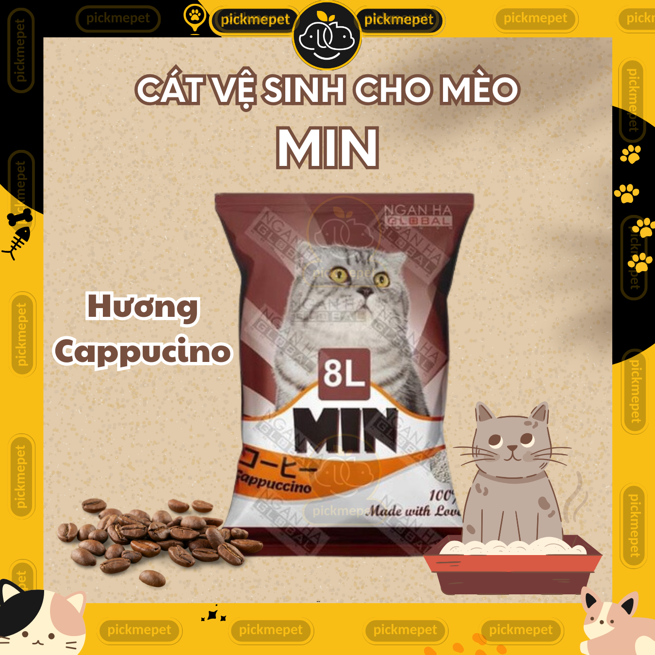 Cát Vệ Sinh Cho Mèo - CÁT NHẬT MIN Khử Mùi, Vón Cục 8L