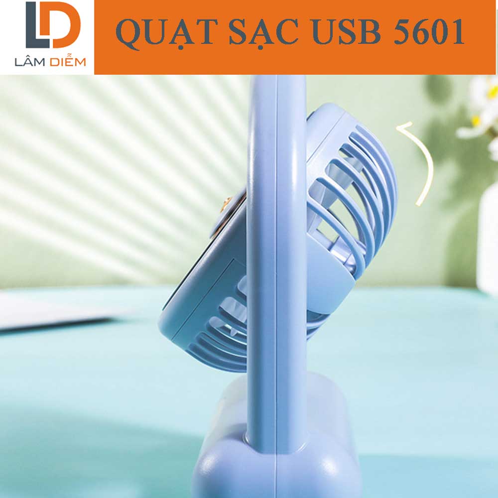 QUẠT SẠC MINI ĐỂ BÀN CÓ ĐÈN LED SIÊU MÁT 5601