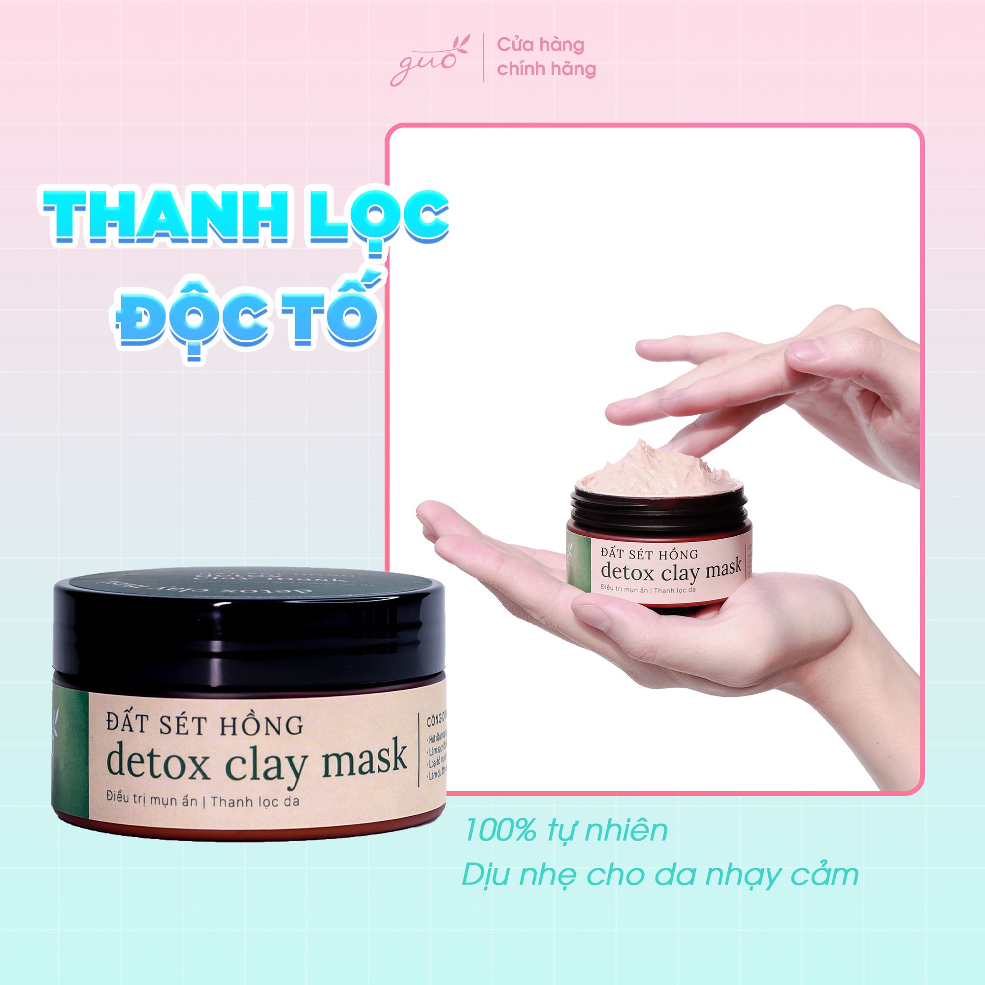 [Sạch Mụn, Kiềm dầu, Se Khít Lỗ Chân Lông Hiệu Quả] - Mặt Nạ Đất Sét Thải Độc Cho Bà Bầu - Detox Clay Mask 100gr
