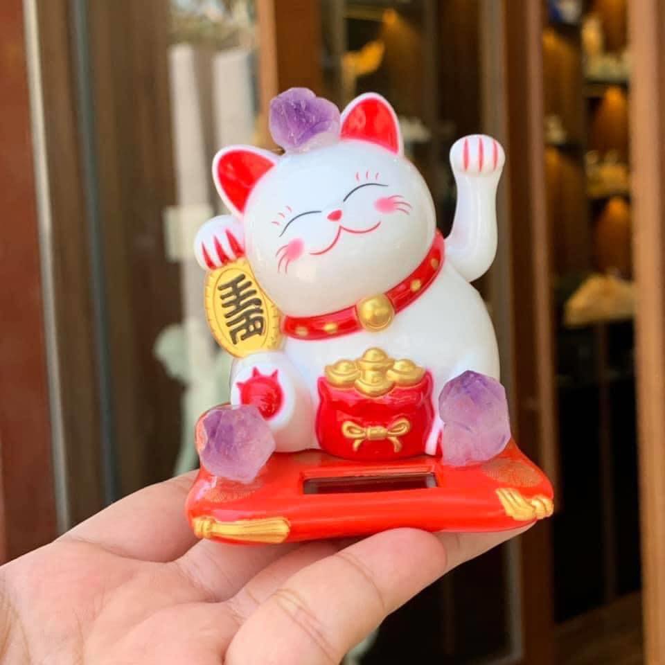 Cầu phong thủy đá mắt mèo trắng - Đường kính 7,5cm; 9,4 cm