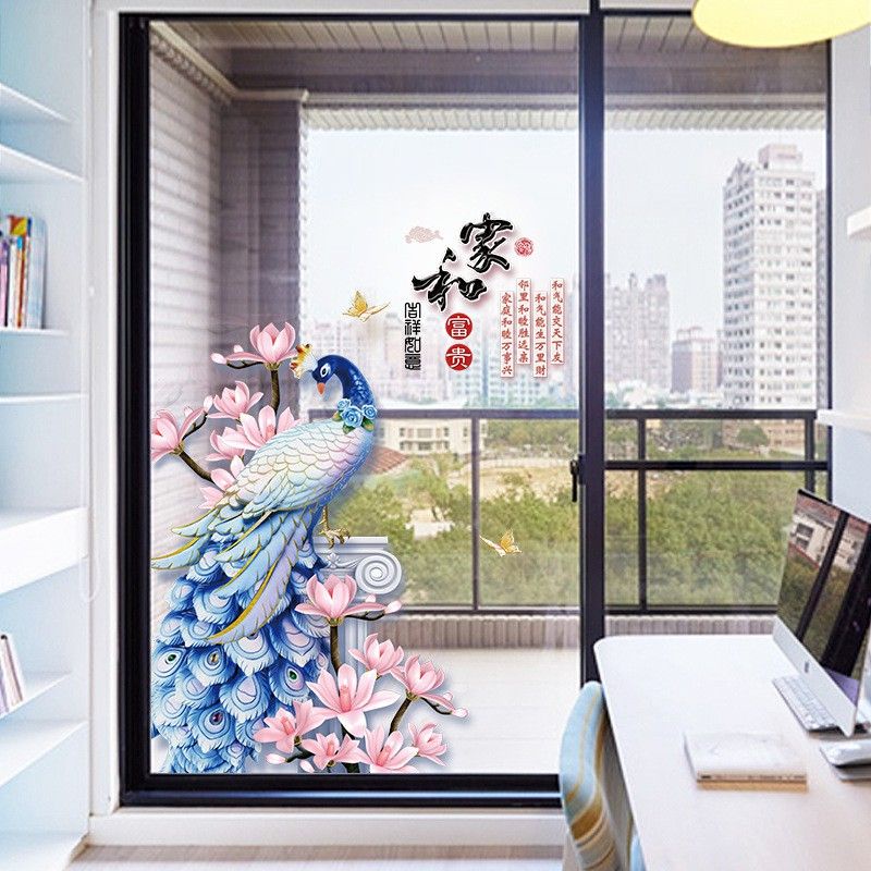 Decal dán tường chim công