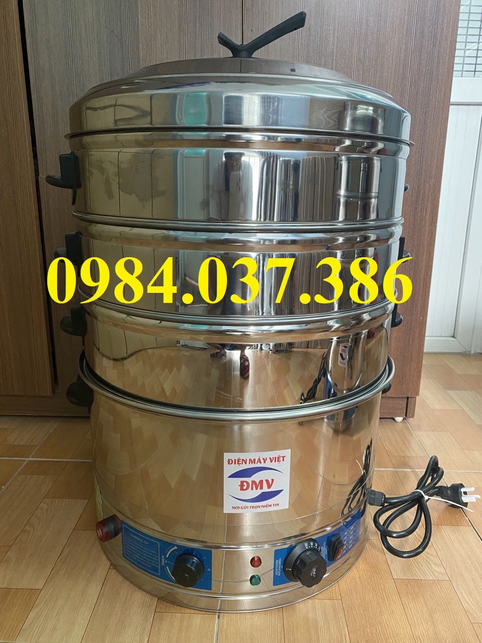 Nồi hấp bánh bao bằng điện 52CM 3 tầng hấp