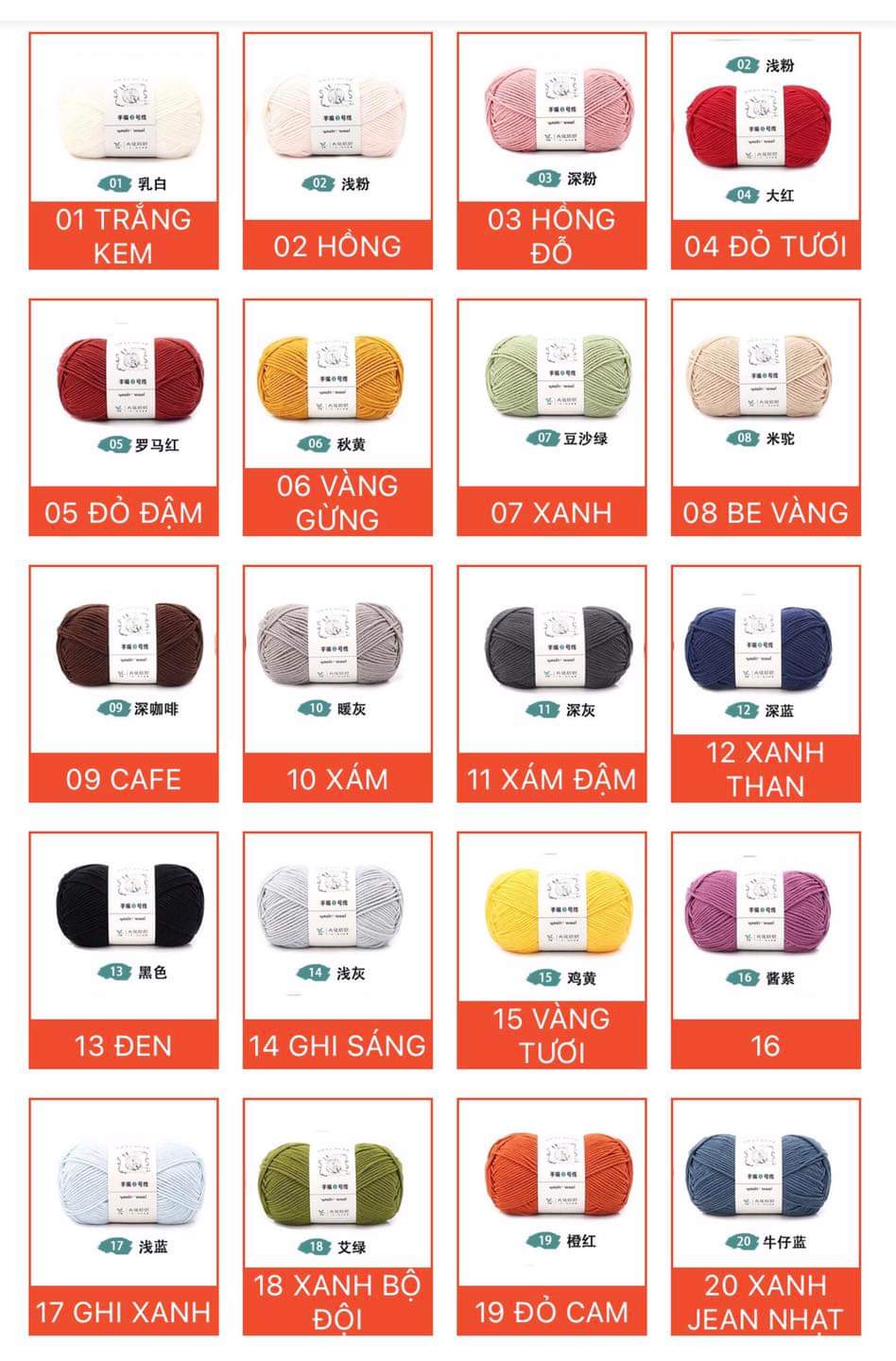 Len đan móc khăn mũ sợi to 3mm Yaoh Wool 100% Acrylic