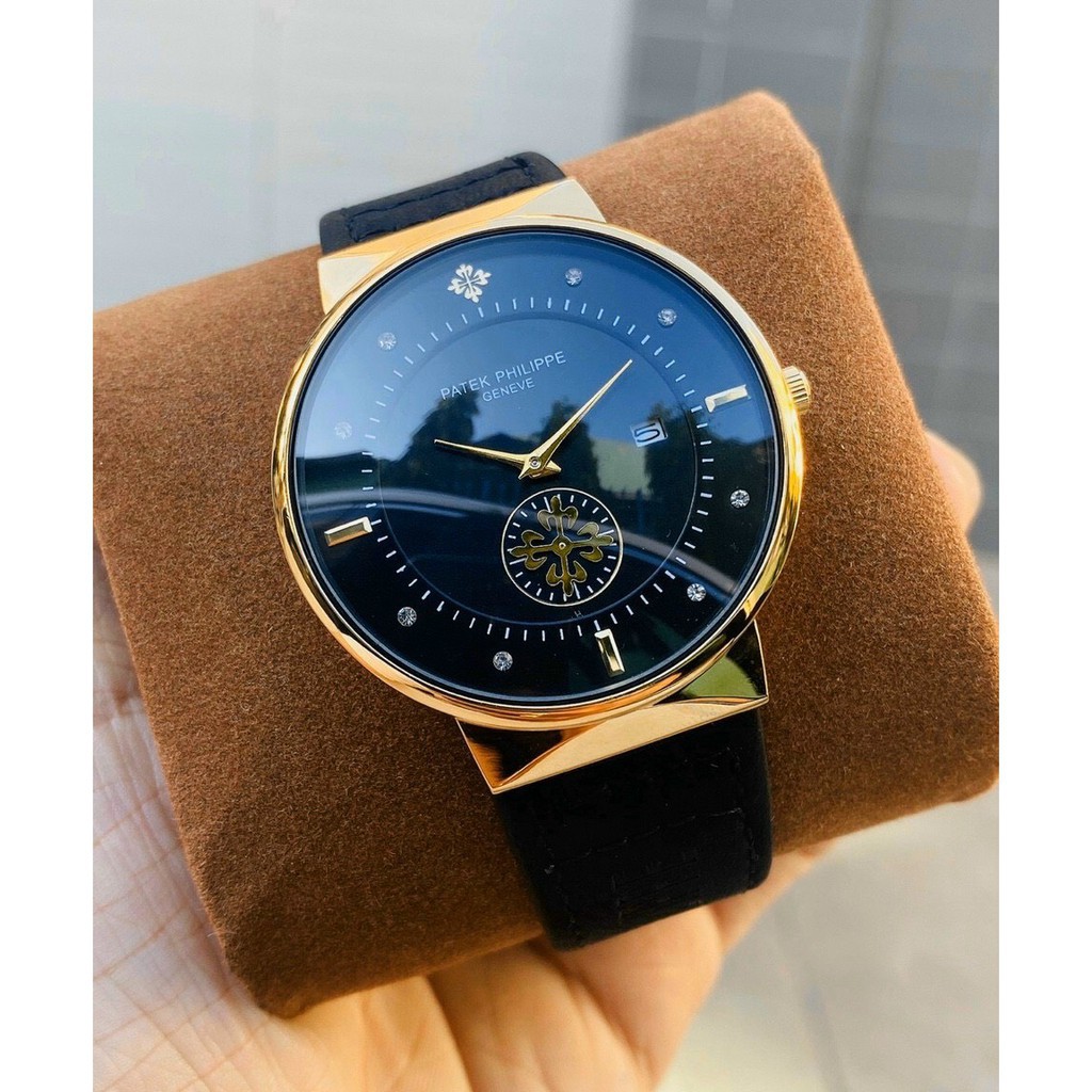 Đồng hồ đeo tay nam, đồng hồ nam mặt tròn PATEK PHILIPPE dây da