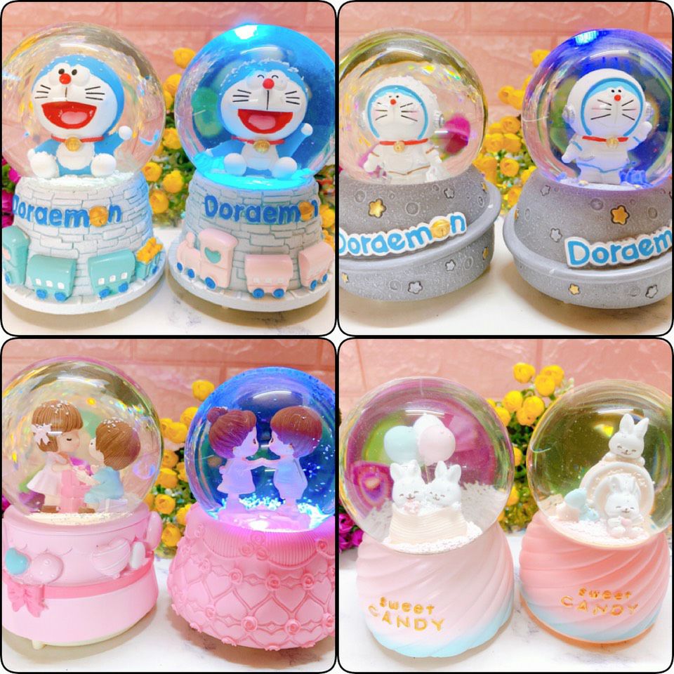 [MUA 2 GIẢM 5%][HCM]Quả cầu tuyết Doraemon/Thỏ/Cặp đôi 12cm có đèn - Quà lưu niệm