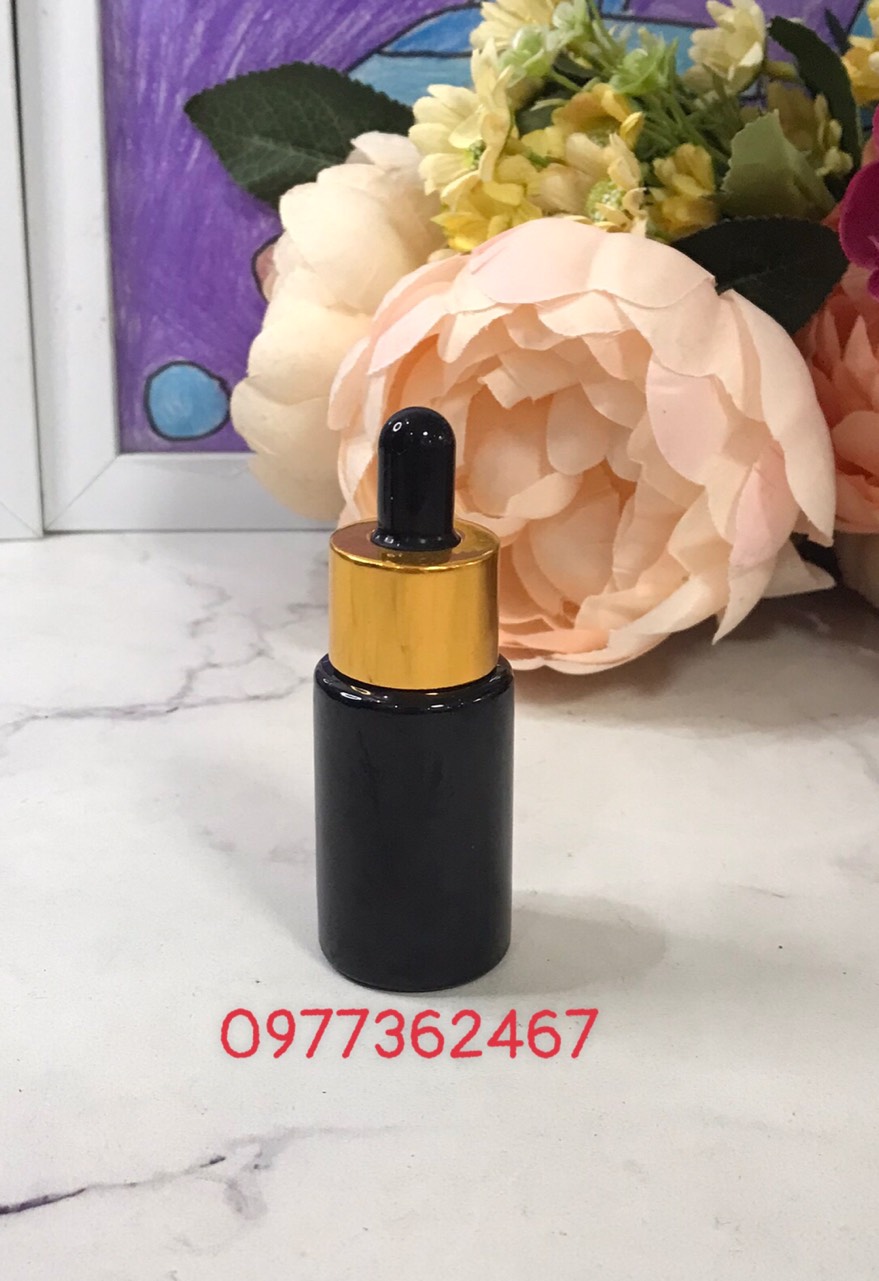 Chai lọ nhựa đựng serum PET 20ml đen đầu bóp