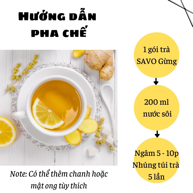 Trà gừng SAVO - trà gừng túi lọc (20 gói x 2g)