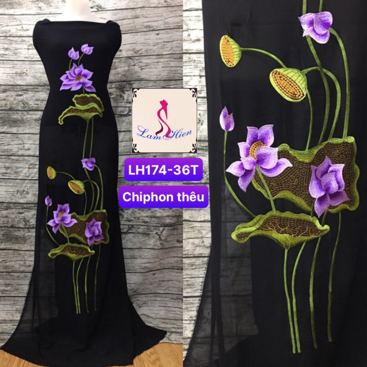 Vải áo dài thêu LH174
