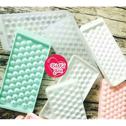 Combo 3 bộ khuôn nhựa làm thạch bi tròn 63 viên hofaco