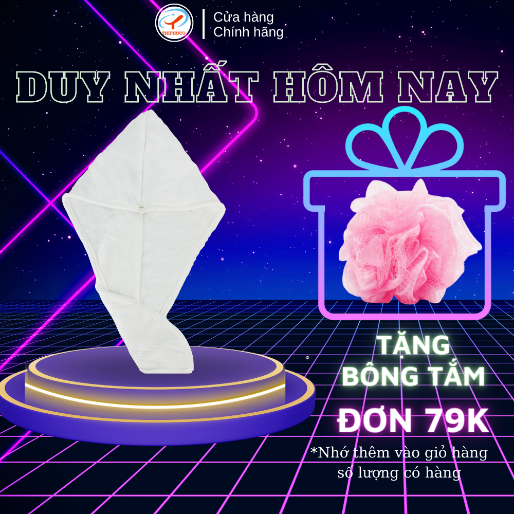 Khăn Quấn Tóc Nhanh Khô Microfiber cao cấp Thiện Phú, Khăn Ủ Tóc Siêu Thấm Mềm Mịn Khô Siêu Tốc