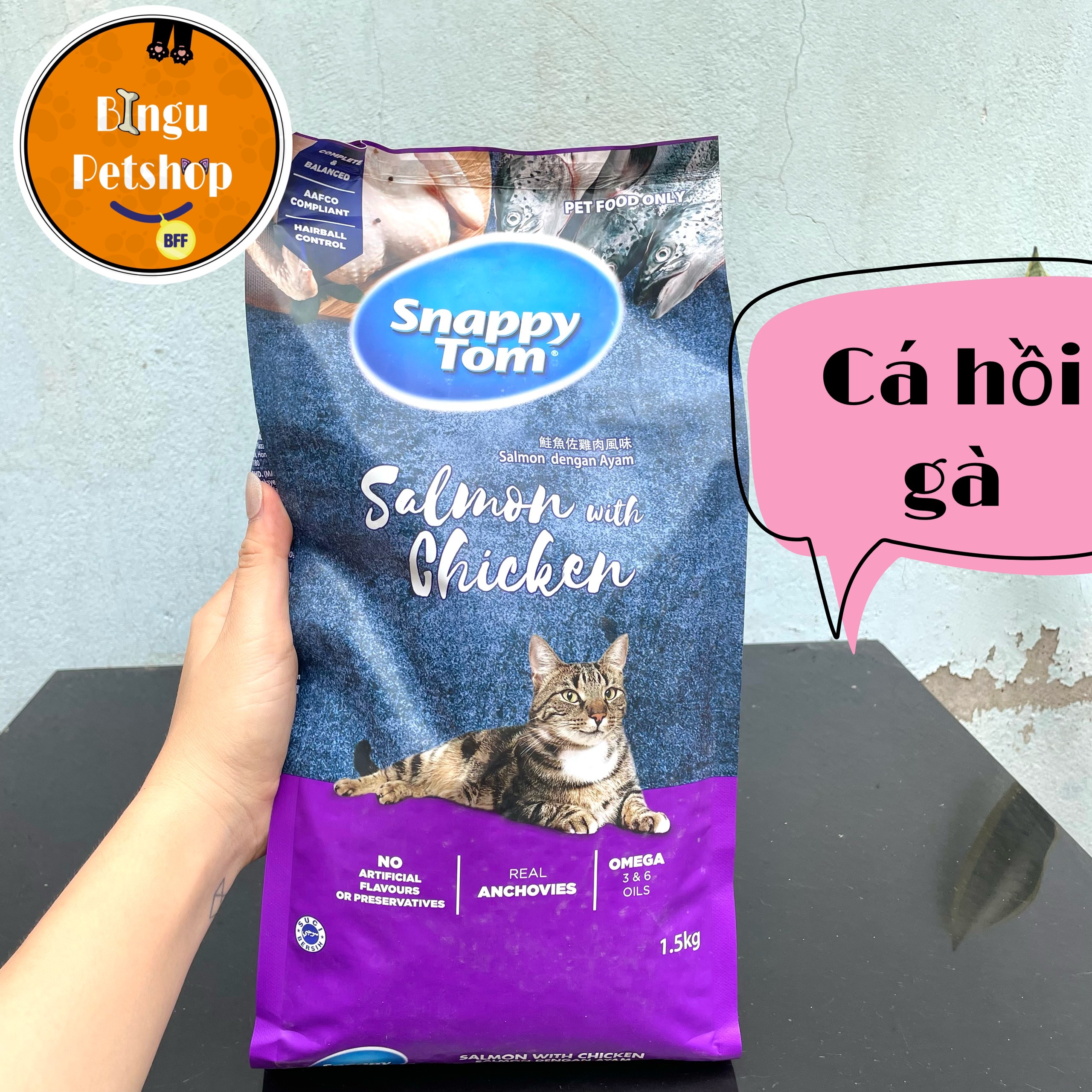 [Túi 1.5kg] Thức Ăn Hạt Cho Mèo Snappy Tom Mix Cá Sấy