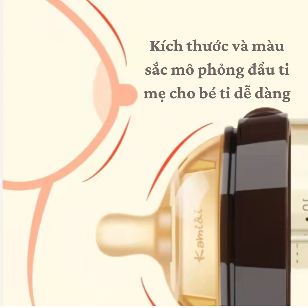 Bình Sữa Kamidi PPSU núm ti mềm mại mô phỏng đầu ti mẹ