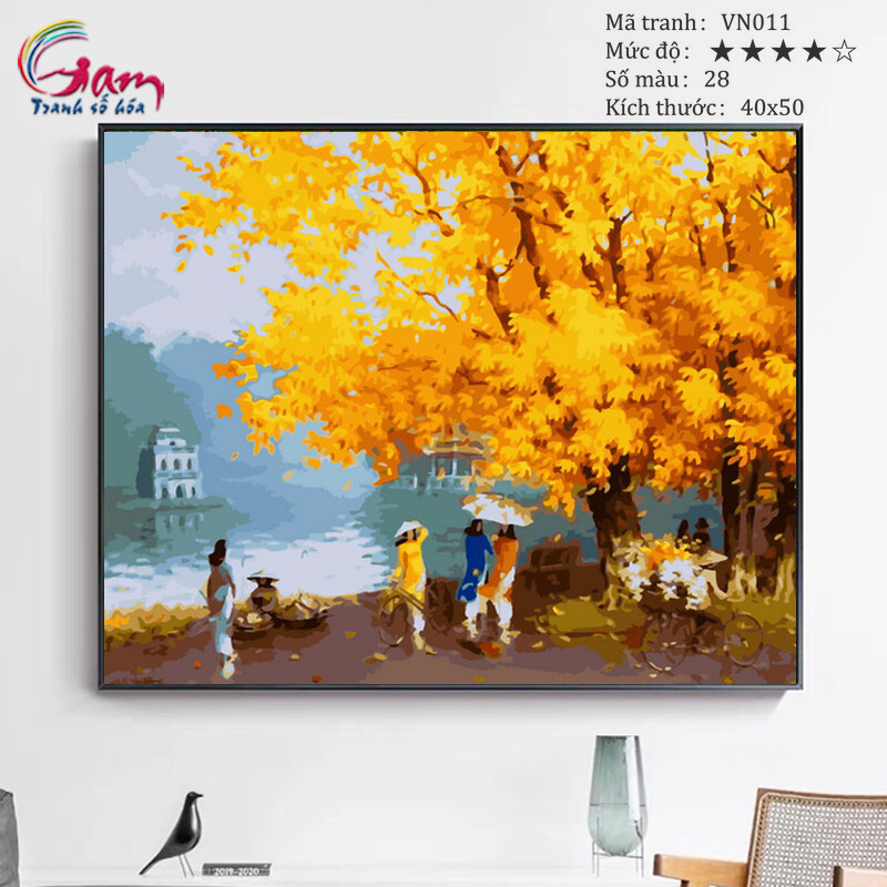 Paint by numbers kit with frame - No VN011 Hanoi Old Quarte Hoan Kiem Lake Painting For Home Wall Decor, New Hobby And Gift