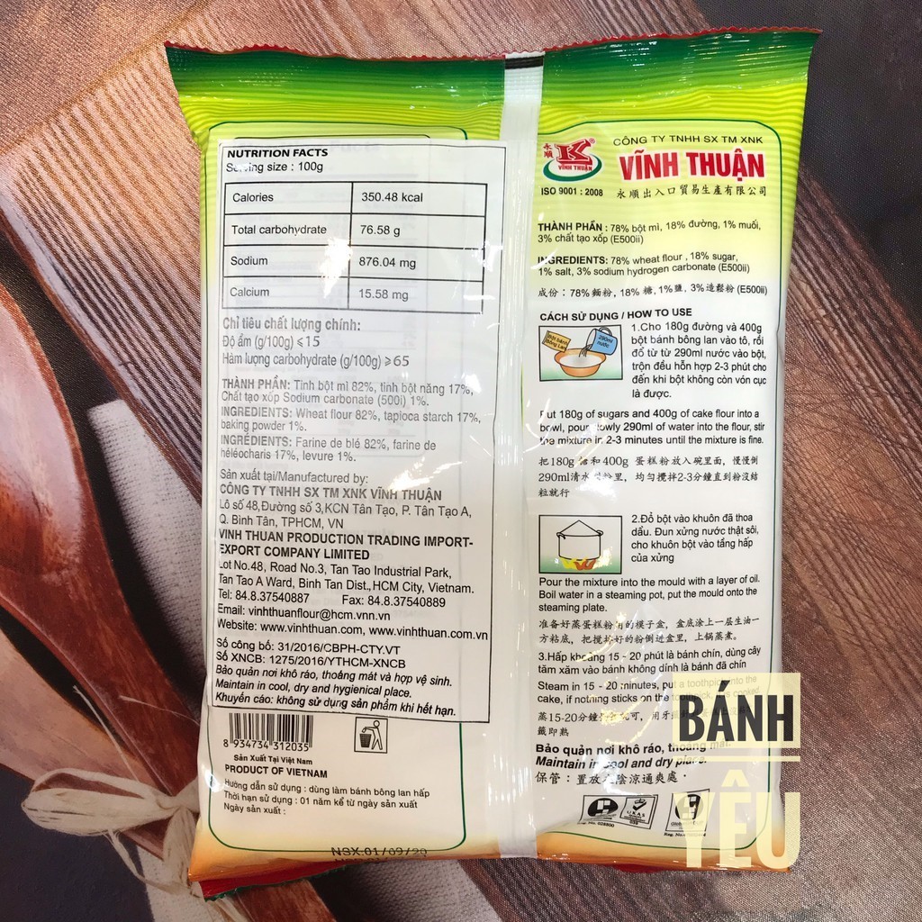 Bột bánh bông lan HẤP Vĩnh Thuận 400G
