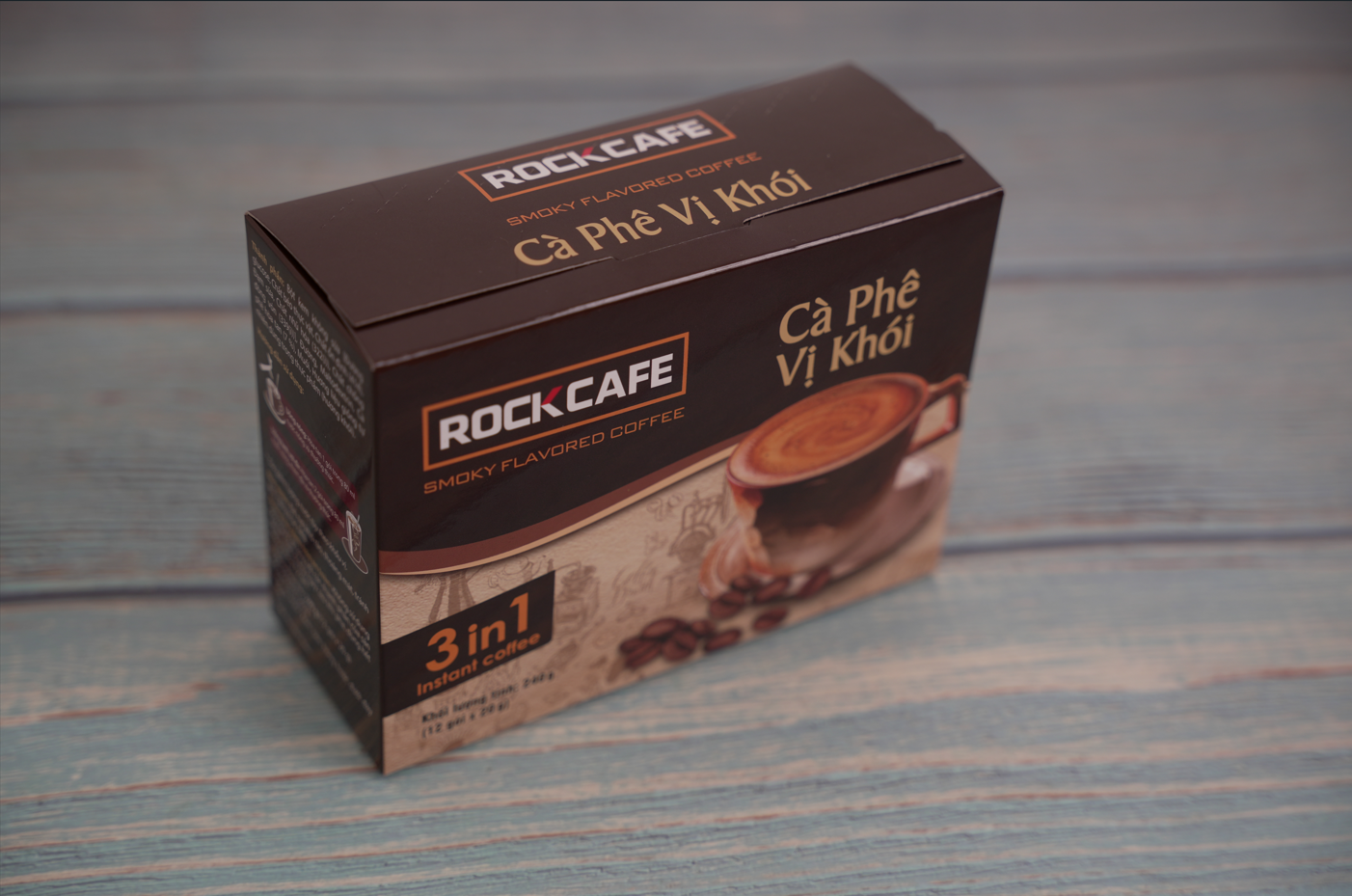 Rockcafe - Smoky Flavored Coffee - 3-in-1 Instant Coffee - Box of 12 Packs X 20Gr - Unique Flavor - Unbeatably Delicious