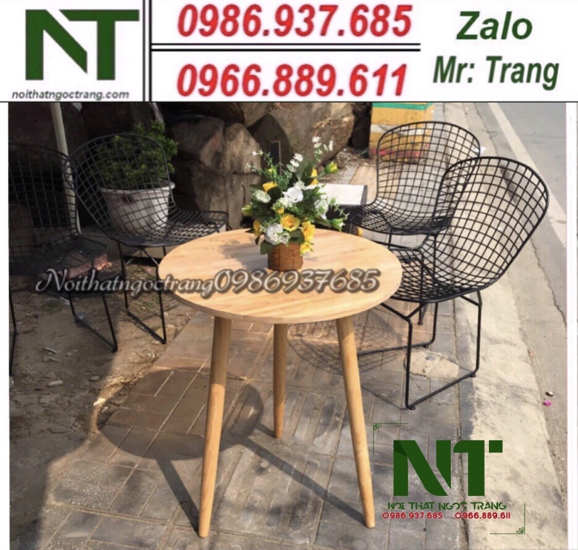 [HCM] Bàn tròn gỗ chân chụm thanh lý