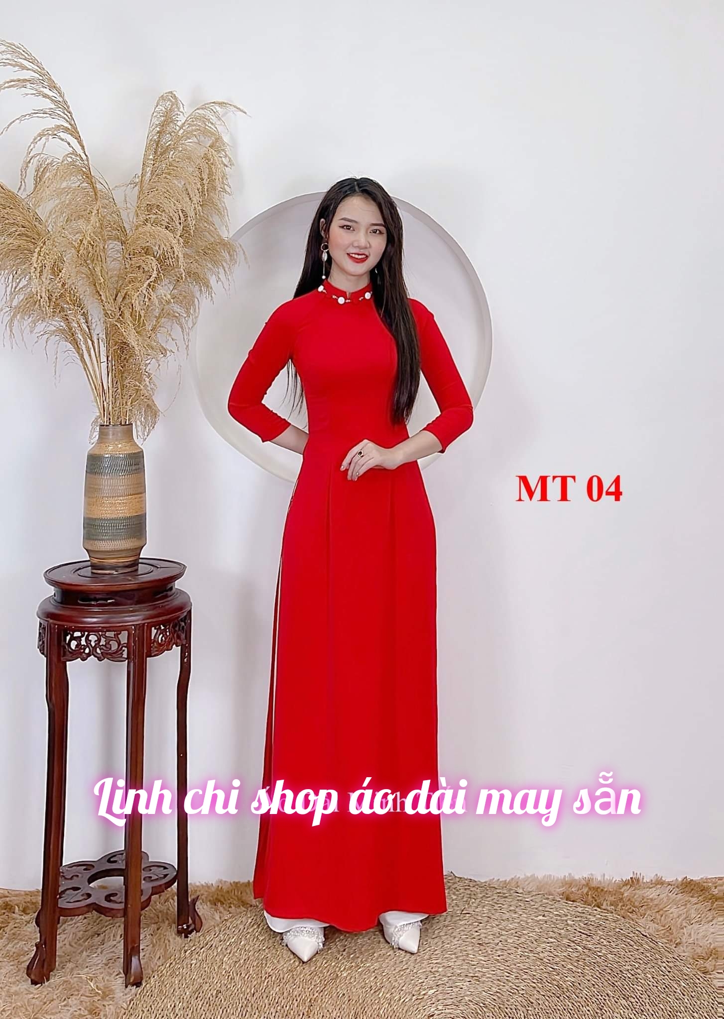 áo dài may sẵn trơn lụa kèm quần