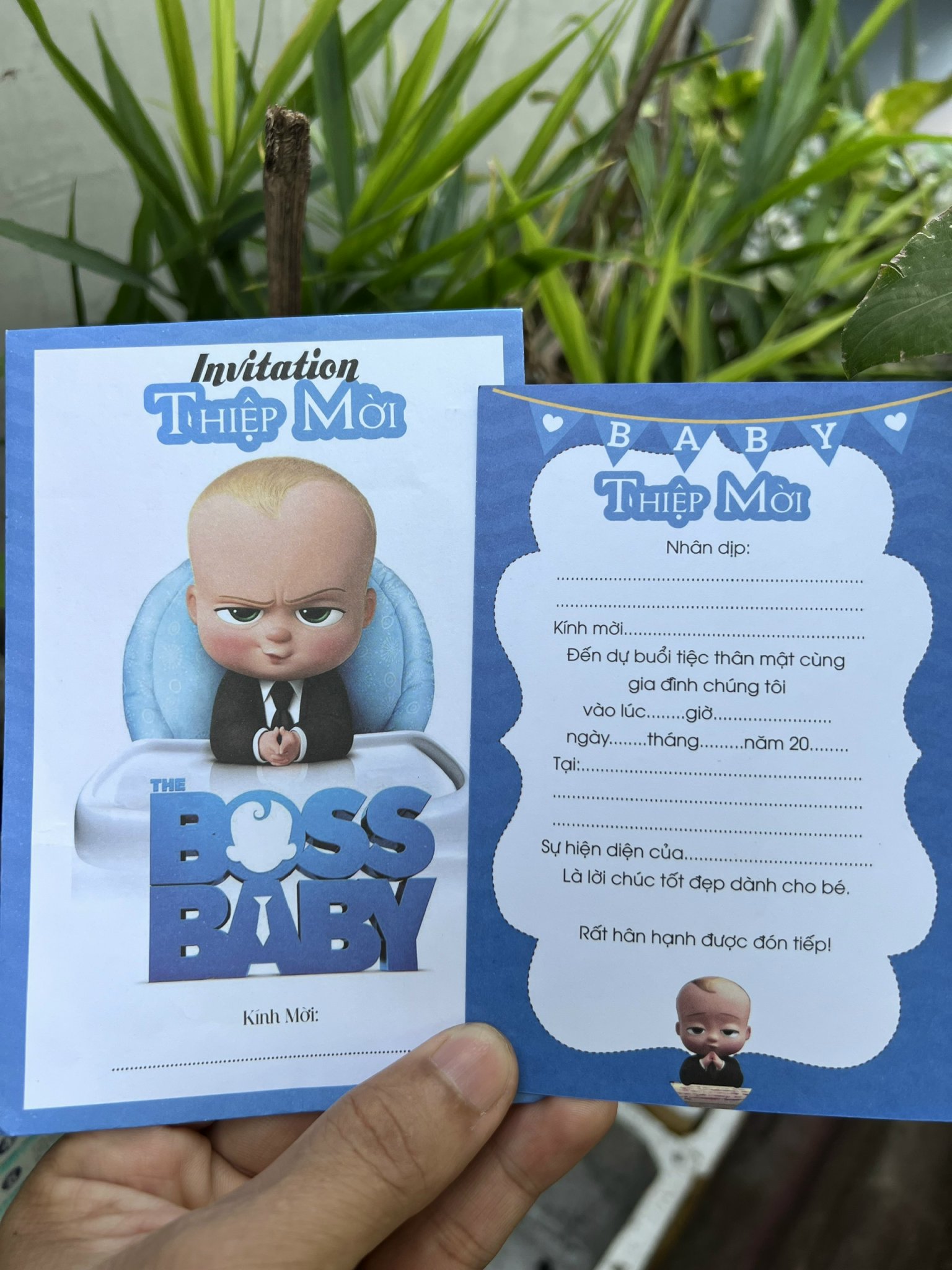 Combo 30 thiệp mời sinh nhật , thôi nôi bé trai boss boy