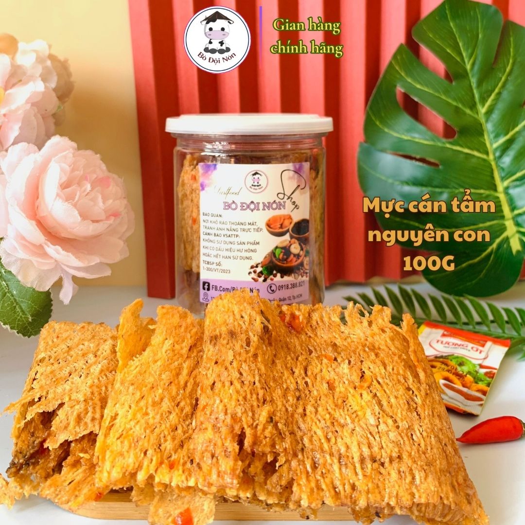 Mực Tẩm Gia Vị Nguyên Con 100g Bò Đội Nón