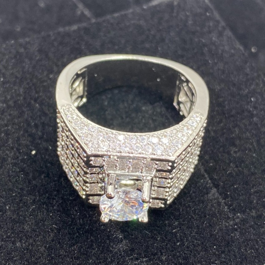 Nhẫn nam bạc đính kim cương nhẫn tạo - N1705160 Juri shop - Giống Thật 99% - Chất liệu Bạc 925 Bền Màu Vĩnh Viễn Không Đen - Dùng Đi Tiệc
