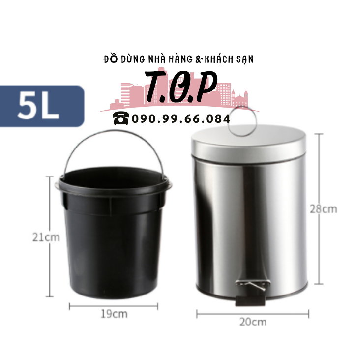 Thùng rác đạp chân Inox 12L (25 x 39.5cm)